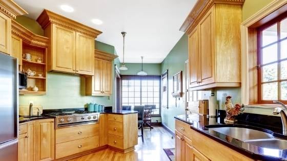 Picture of kitchen with beautiful cabinets