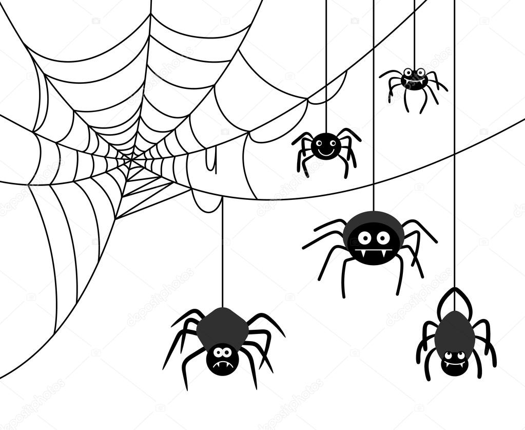 Drawing of spiders and cobwebs