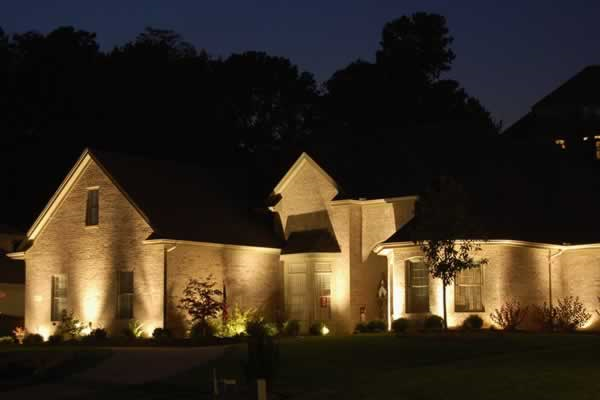 Outside of night lit home