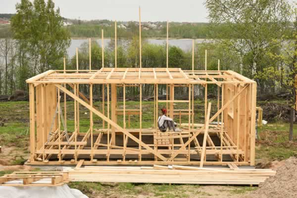 Wood house framing