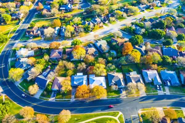 Arial photo of housing development