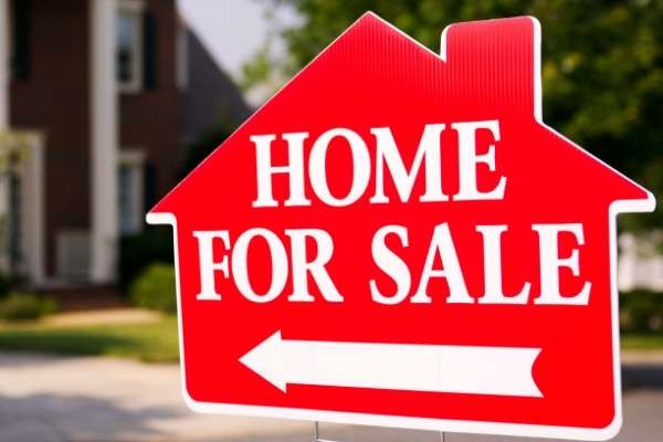 For sale sign in front of home