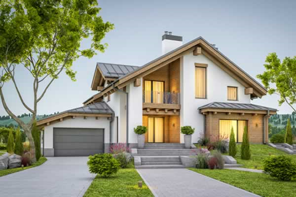 Front of two story home