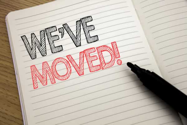 Word on paper:  We've Moved